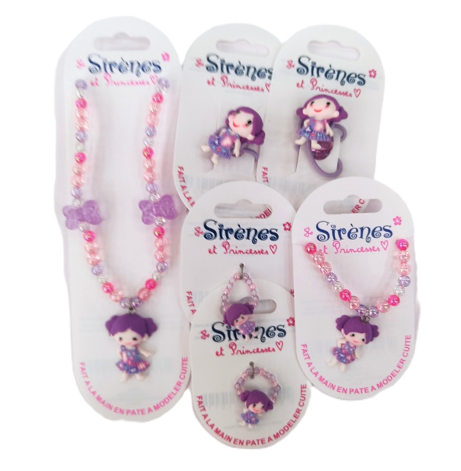 Parure bijoux sirène et princesse 6 pièces, 21 Modèles au choix