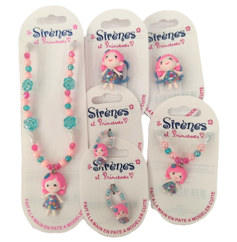 Parure bijoux sirène et princesse 6 pièces, 21 Modèles au choix