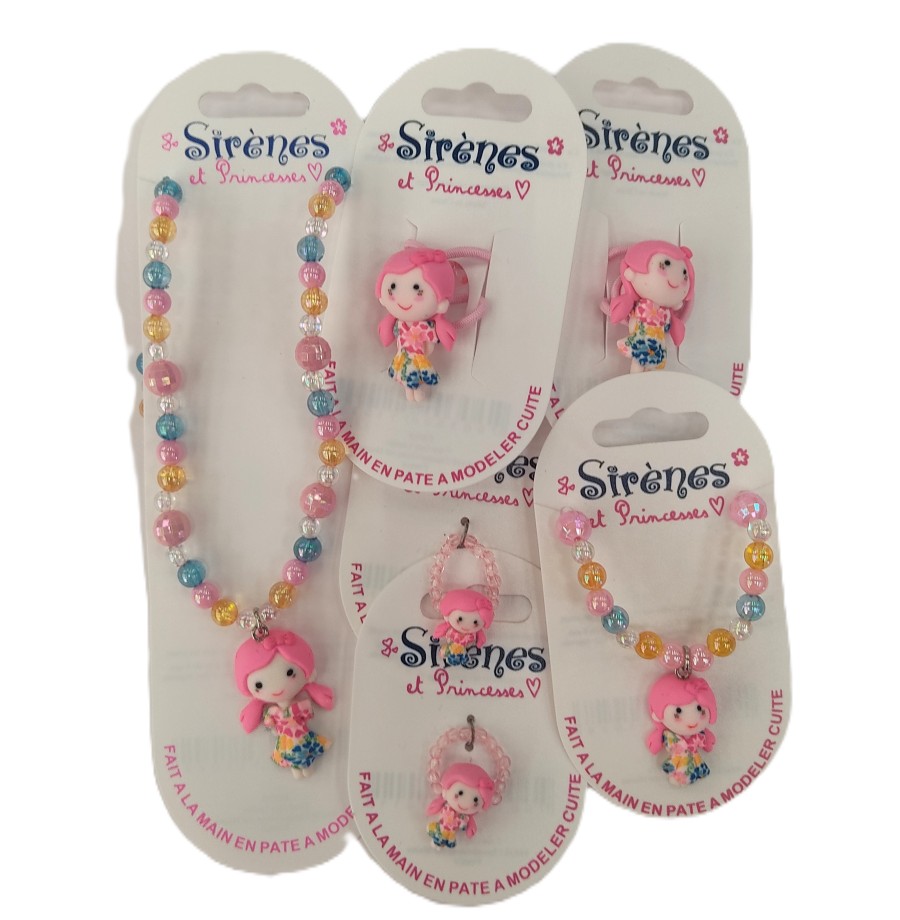 Parure bijoux sirène et princesse 6 pièces, 21 Modèles au choix