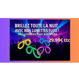 Lot de 60 lunettes fluo assorties – Accessoires lumineux pour soirées