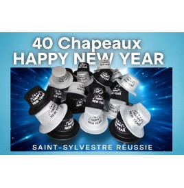 Lot de 40 chapeaux Happy New Year – Accessoires de fête Nouvel An