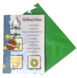 Carte de voeux avec porte-clé et enveloppe Modèles assortis  17x22 cm