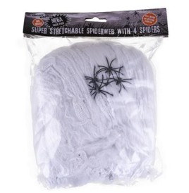 Toile d'Araignée  300 grs + 4 araignées, déco Halloween et sécurisée
