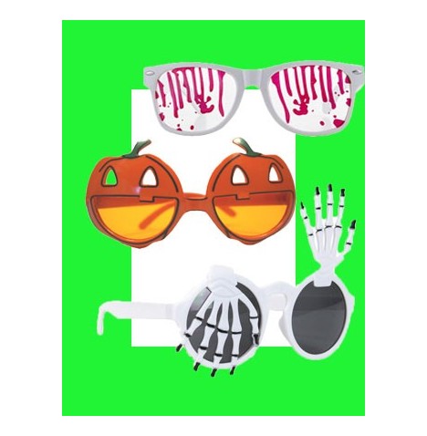 Lot 18 Lunettes Halloween – Fantôme, Citrouille, Chauve-Souris, Sang