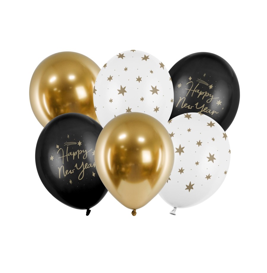 Ballons 30 cm, Happy New Year, paquet de 6 Ballons 30 cm, Happy New Year, paquet de 6