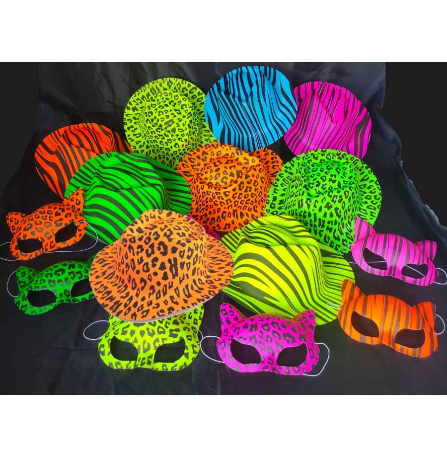 Lot Flashy 51 Articles  Chapeaux et Loups Fluo assortis