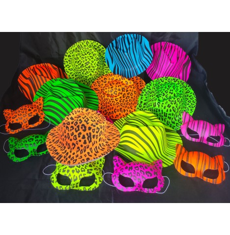 Lot Flashy 51 Articles – Chapeaux & Loups Fluo pour Soirées Festives