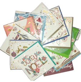 Carte de voeux + enveloppe 15 x 15 cm " Joyeux Noël " 53 Modèles aux c