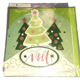 Destockage Carte de voeux + enveloppe " Joyeux Noël " à partir de 5 : 0.50 € au lieu de 2 € ttc