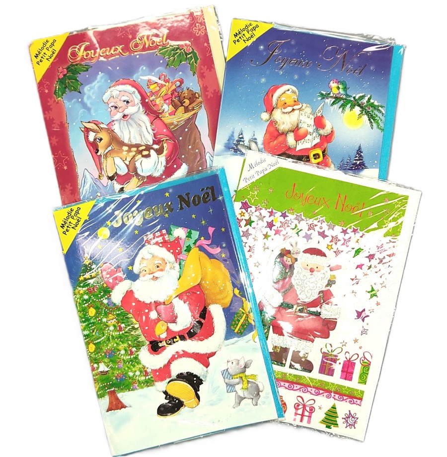 Destockage Carte de voeux avec mélodie Petit Papa Noël à partir de 5 : 0.50 € au lieu de 2 € ttc