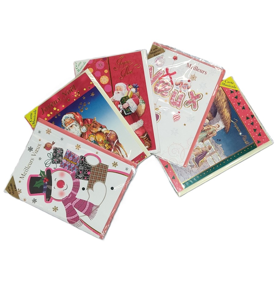 Destockage Carte de voeux sonore, à partir de 5 : 0.50 € au lieu de 2 € ttc