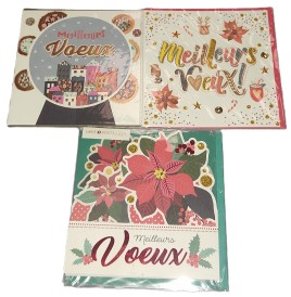 Carte de voeux + enveloppe 15 x 15 cm "Meilleurs Voeux" Modèles aux ch