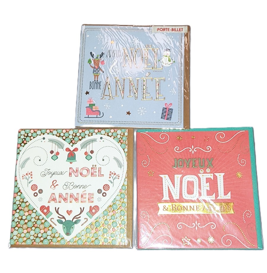 Carte de Voeux + enveloppe  15 x 15 cm " Joyeux Noël et Bonne Année" M