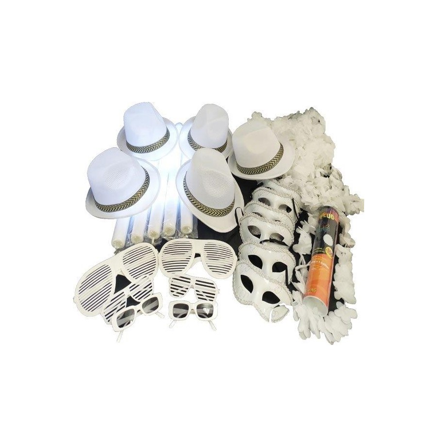 Lot blanc festif : accessoires blancs pour soirées 100 % lumineuses