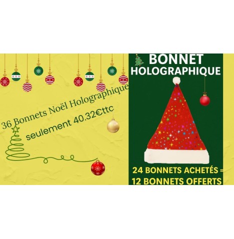 lot 36 Bonnets de Noël étoiles holographiques 🌟 Look brillant !