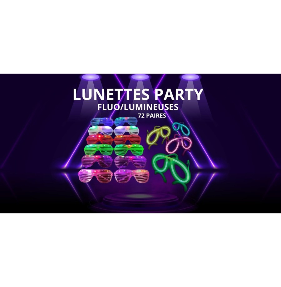 LUNETTES PARTY FLUO/LUMINEUX 72 paires LUNETTES PARTY FLUO/LUMINEUX 72 paires