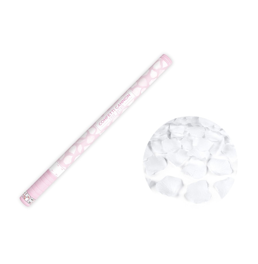 Canon à confettis pétale de rose Blanc 80 cm