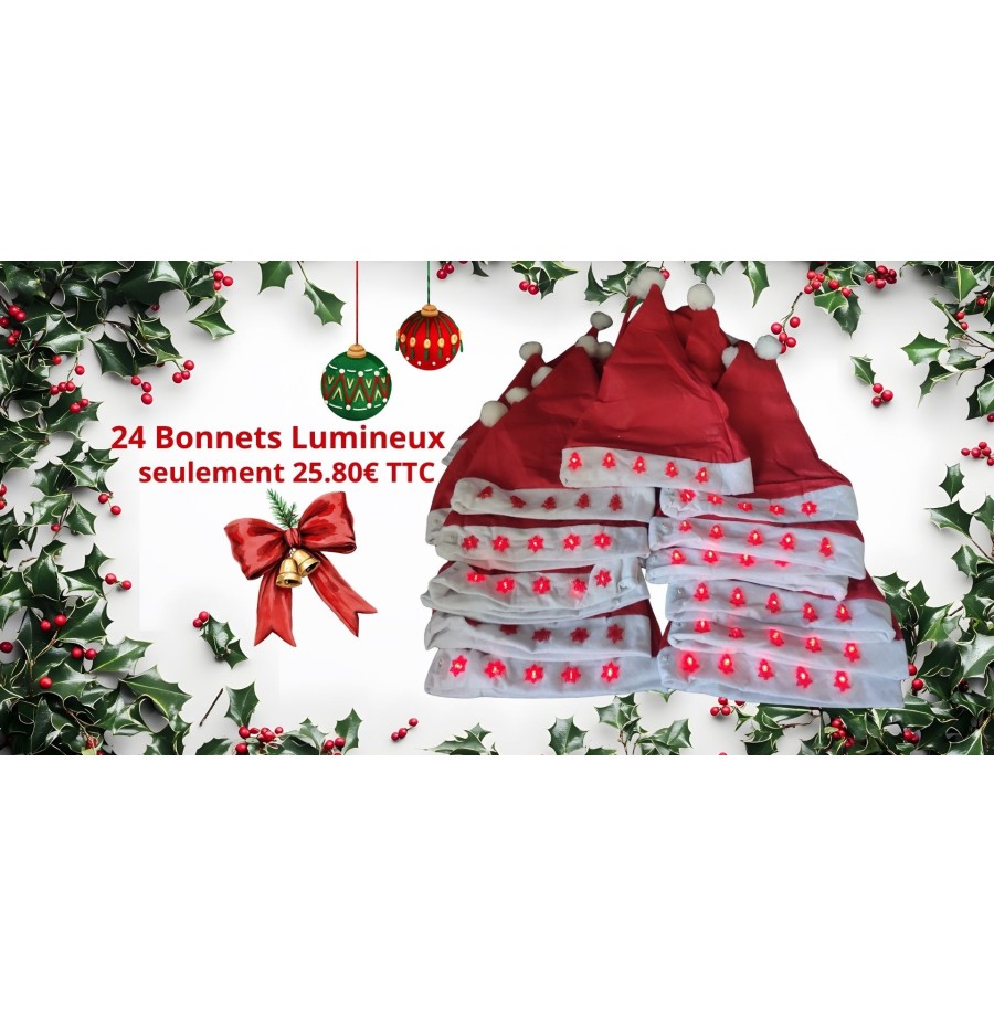 24 Bonnets de Noël  Lumineux