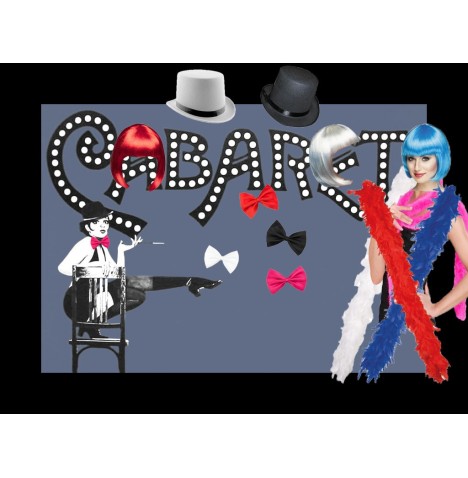 Lot cabaret : boas, nœuds papillon et perruques colorées pour vos soir