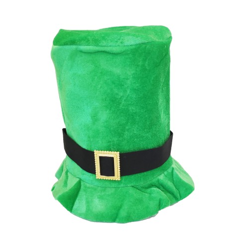 🎩 Chapeau haut de forme velours vert St Patrick – Avec boucle dorée