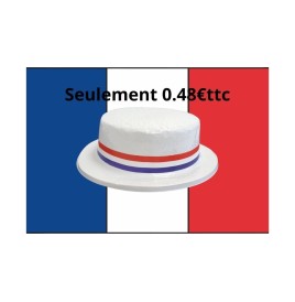 Canotier France en PVC – Chapeau Tricolore avec Bandeau | Supporter