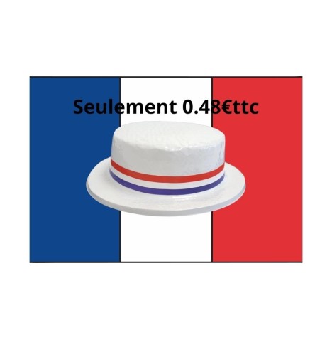 Canotier France en PVC – Chapeau Tricolore avec Bandeau | Supporter