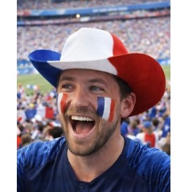 Chapeau Cowboy France en Feutrine – Look Western Tricolore Supporter