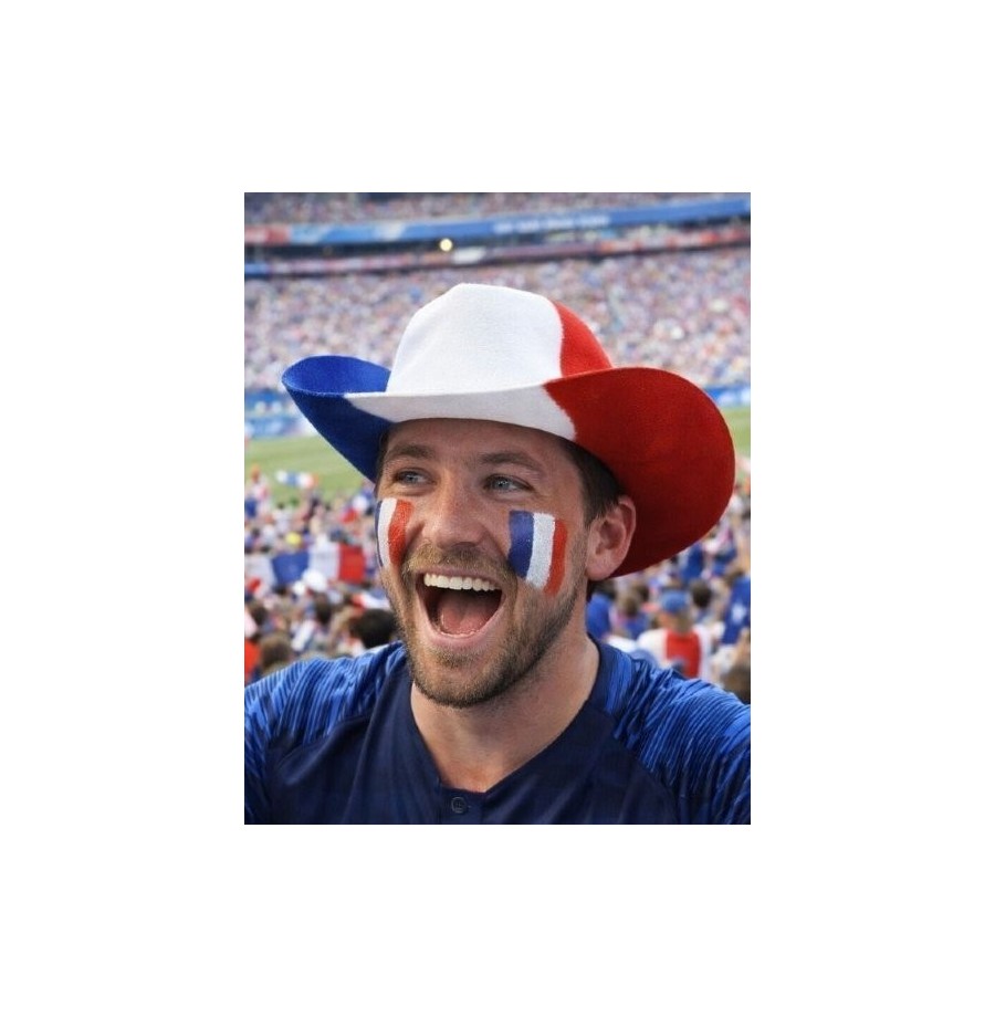 Chapeau Cowboy France en Feutrine – Look Western Tricolore Supporter