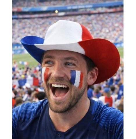 Chapeau Cowboy France en Feutrine – Look Western Tricolore Supporter