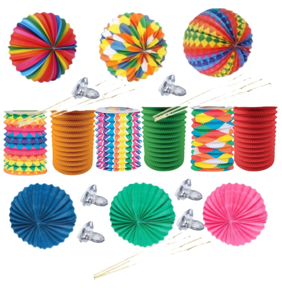 Lot de 12 Lampions, 12 porte lampions et 12 Leds