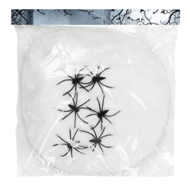 Toile d'Araignée  100 grs + 6Araignées, déco Halloween et sécurisée