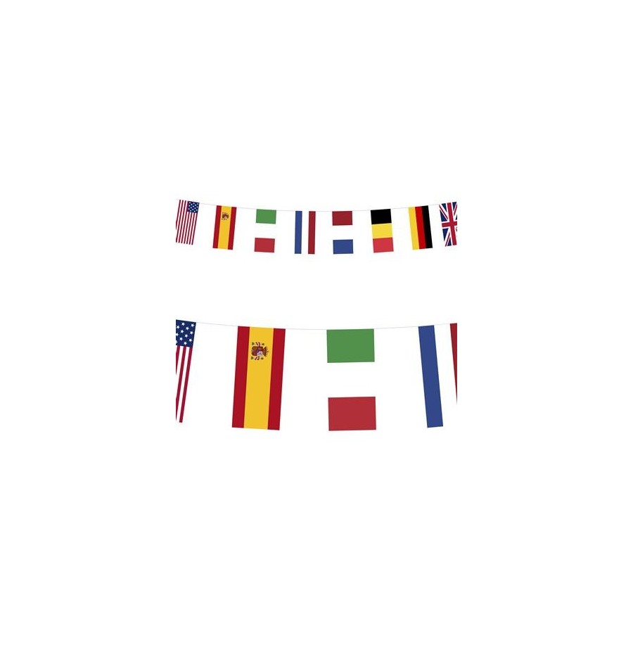 Guirlande papier fanions Drapeaux Pays 15 m