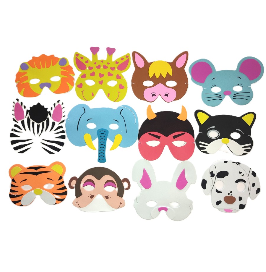 12 Masques animaux en mousse assortis 12 Masques animaux en mousse assortis