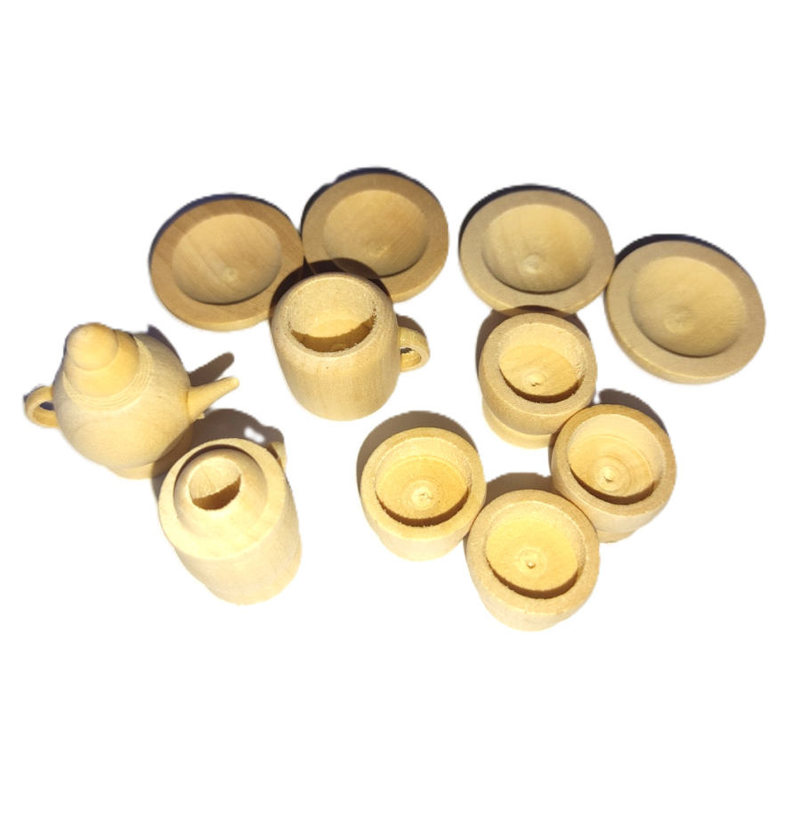 Lot 12 mini vaisselle de cuisine en bois