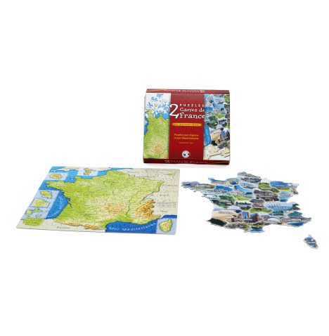 Puzzles carte de France 23*19*4 coffret de 2 - Jeux de société  pas...