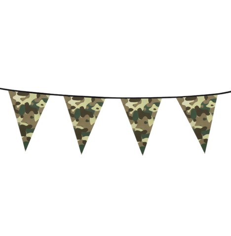 Guirlande camouflage 6 m fanions 30x20 cm - Décoration  pas cher