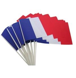 Drapeau tricolore Tissu 21 x 14 cm cm le cent - France / Supporters...