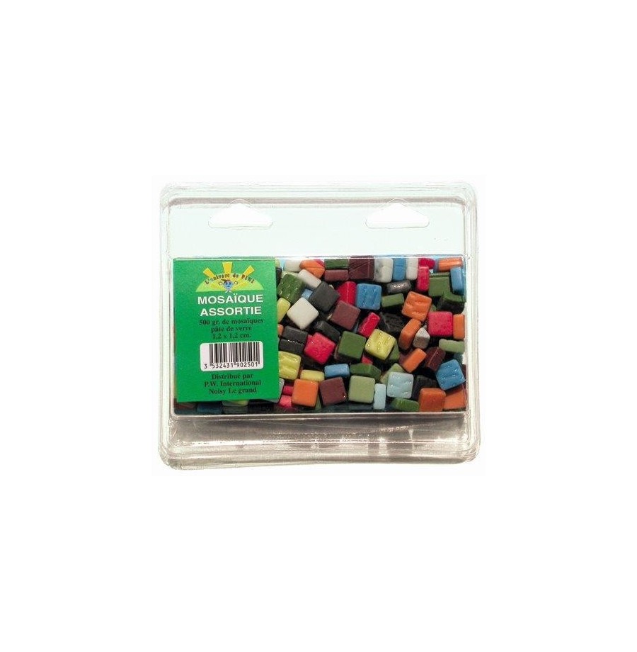 Sach. 500 g mosaïques à coller 10 coloris ass.