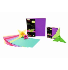 Paq. 100 fles 12 X12 papier origami 10 coloris - Carton mousse, pap...