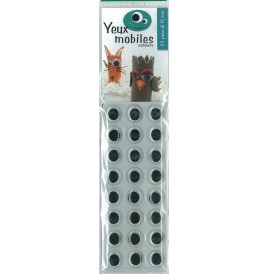 Sachet 23 yeux mobiles autocollants diam 15 mm