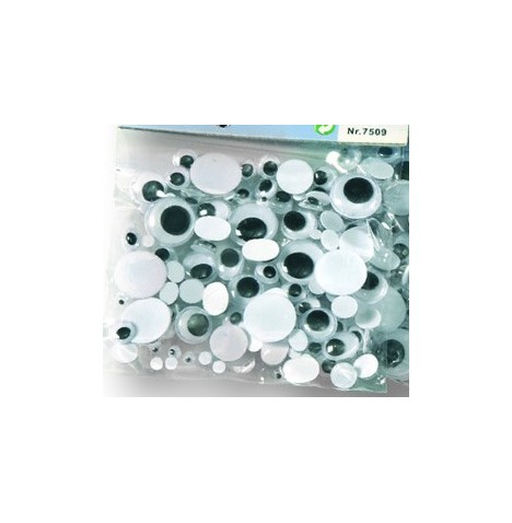 Sachet 54 yeux mobiles noirs  taille assortie
