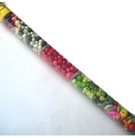 Tube 400 perles bois tailles et coul assorties