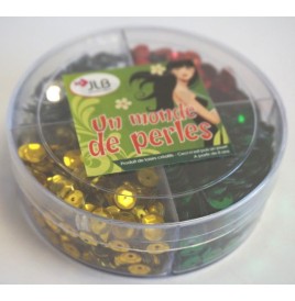 Bte 5600 sequins 6mm vert-rouge-or-argent