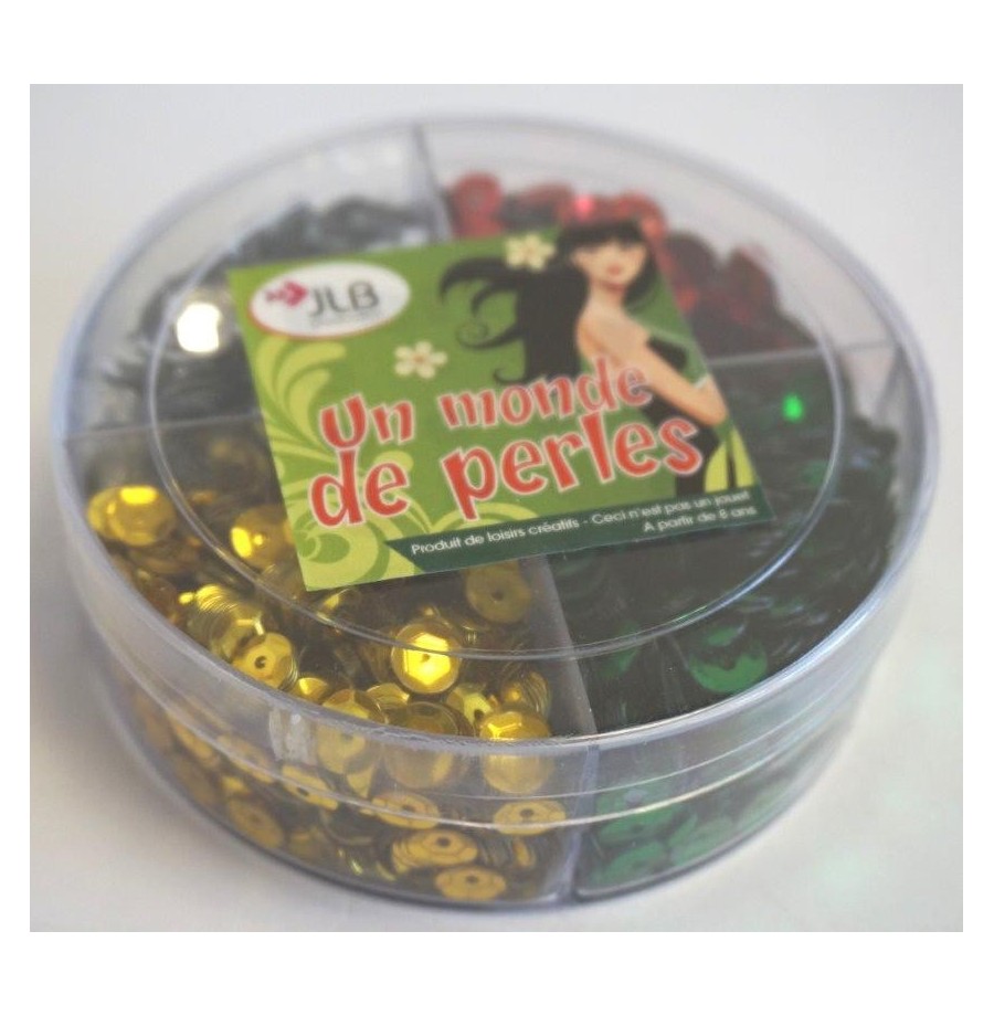 Bte 5600 sequins 6mm vert-rouge-or-argent