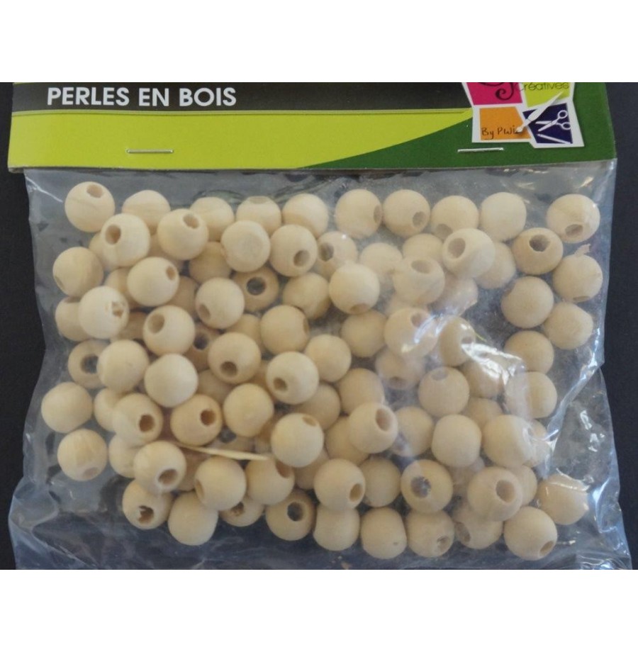 Sachet 100 perles rondes naturelles 12 mm