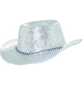 Chapeau cow boy pailleté Argent