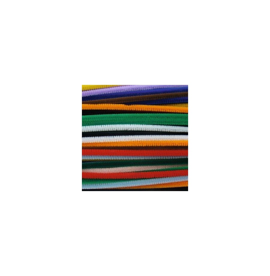 Sachet 45 brins 30cm assortis chenille 6 mm
