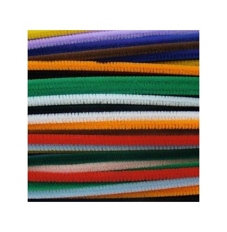 Sachet 45 brins 30cm assortis chenille 6 mm