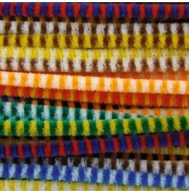 Sachet 40 brins 30 cm assortis chenille tigrée