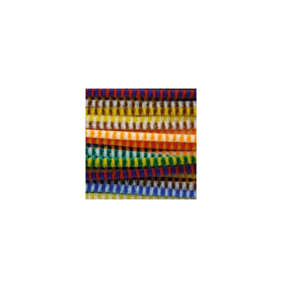 Sachet 40 brins 30 cm assortis chenille tigrée